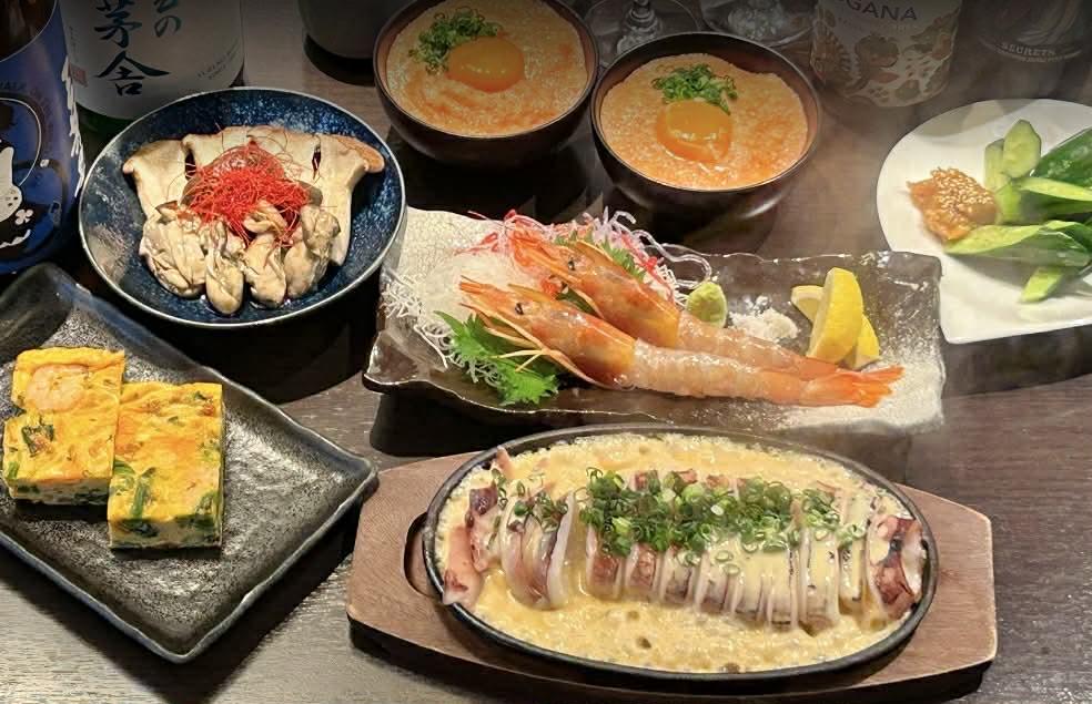 ☆2時間飲み放題付き、6品メイン　イカの鉄板焼き　　かいり夏季海鮮コース季節限定